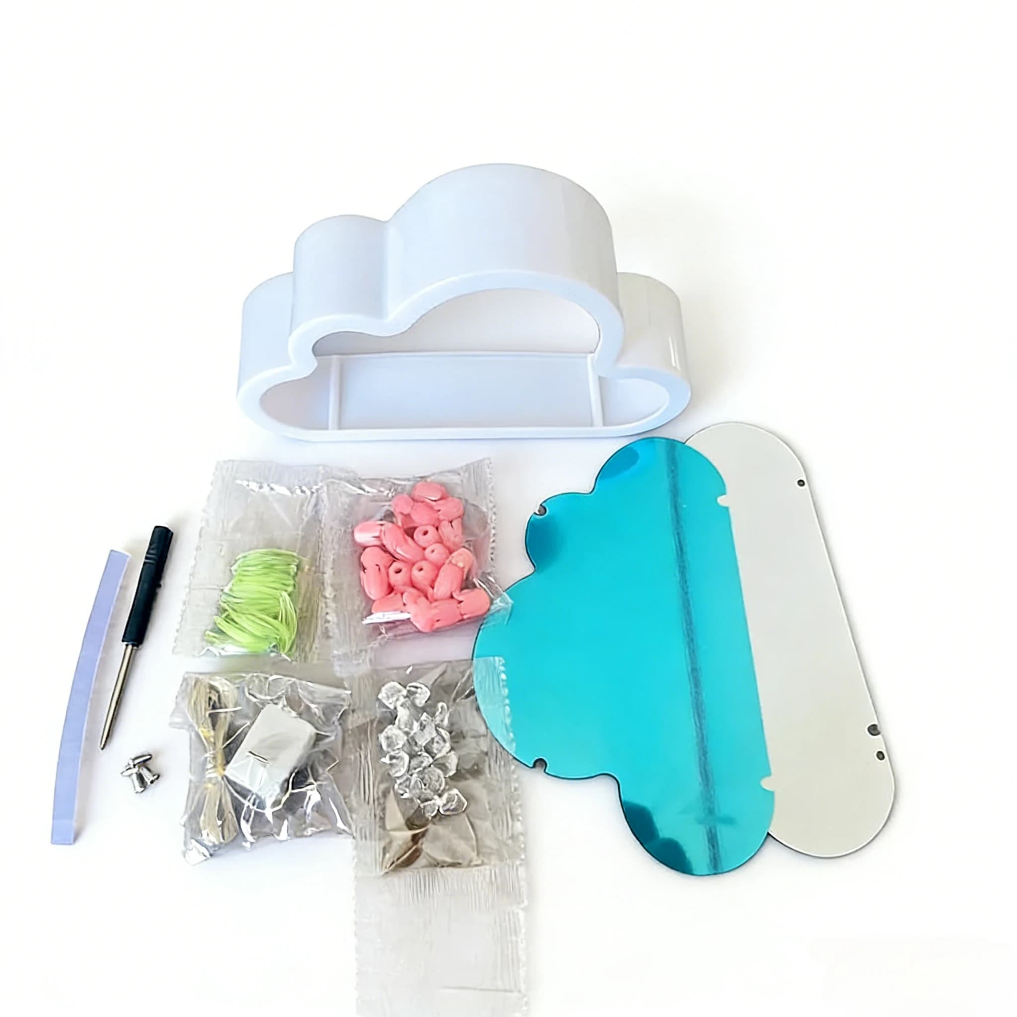 Bricolage nuage miroir tulipe lampe veilleuse fille chambre ornements cadre Photo à la main verre chevet sommeil lumière cadeaux de noël