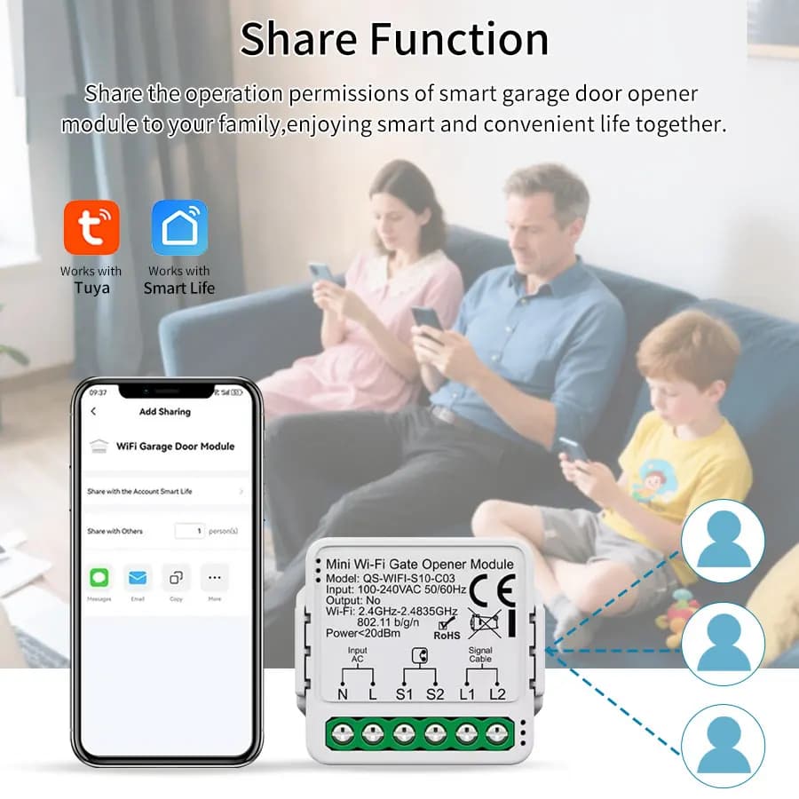Module de commande d'ouvre-porte de garage intelligent Tuya Zigbee/WiFi