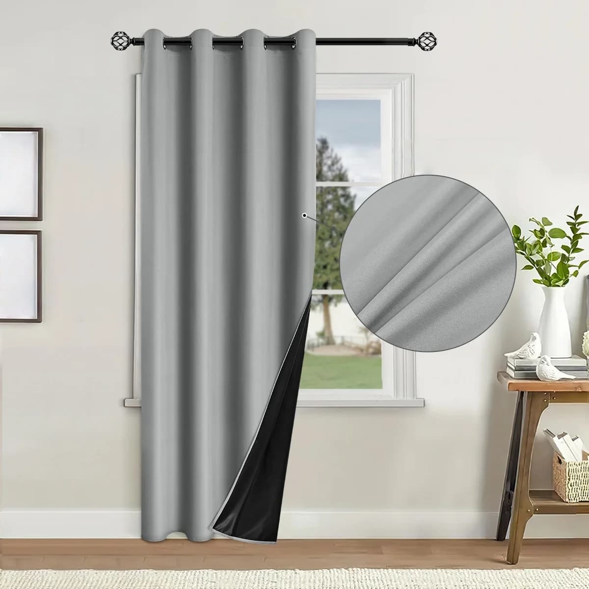 1 rideau occultant noir de 1m x 130cm/160cm/200cm/250cm de large