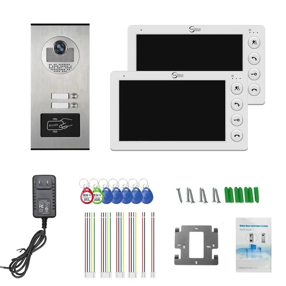 Interphone vidéo intelligent ANJIELO pour 2/3/4 appartements avec déverrouillage par carte RFID