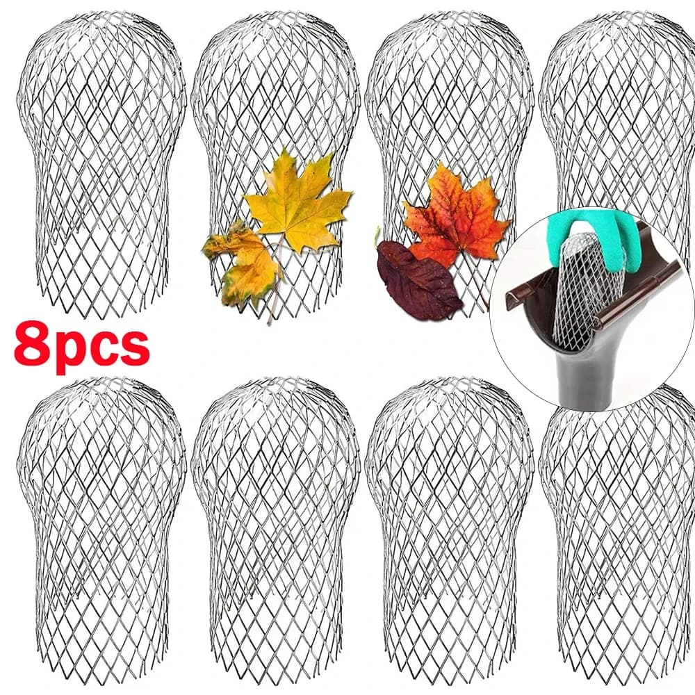 Lot de 8 pièces de grilles de protection en maille métallique en aluminium pour gouttières