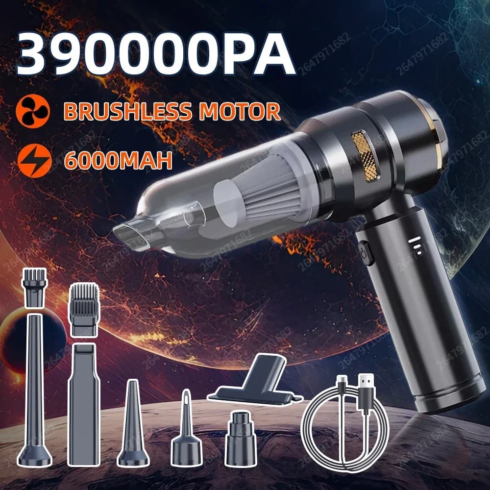 Aspirateur de voiture haute puissance, portable, sans fil, avec moteur sans balais, machine de nettoyage puissante, souffleur d'air pour appareils ménagers