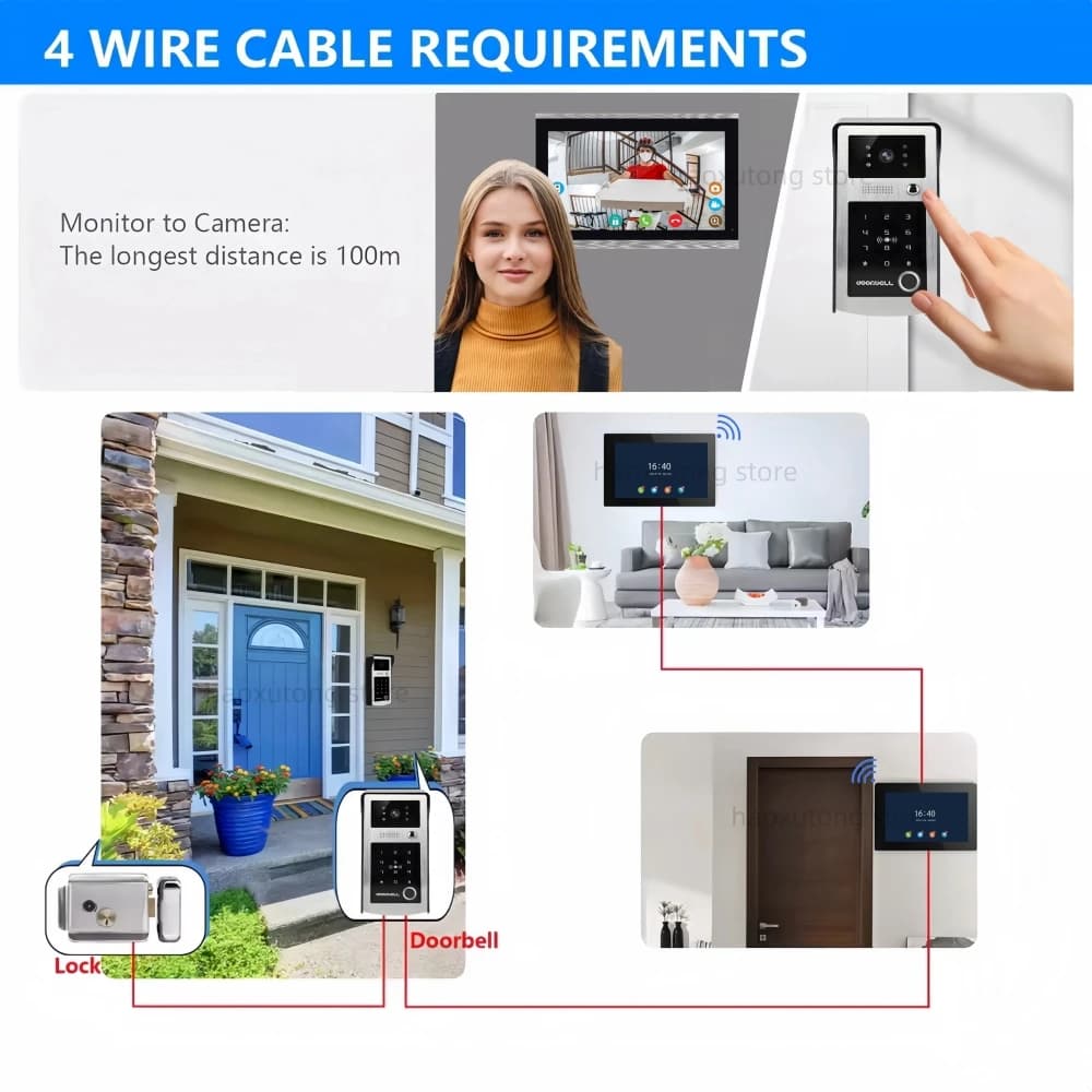 Système d'interphone vidéo intelligent Tuya Wi-Fi 7/10 pouces pour appartement