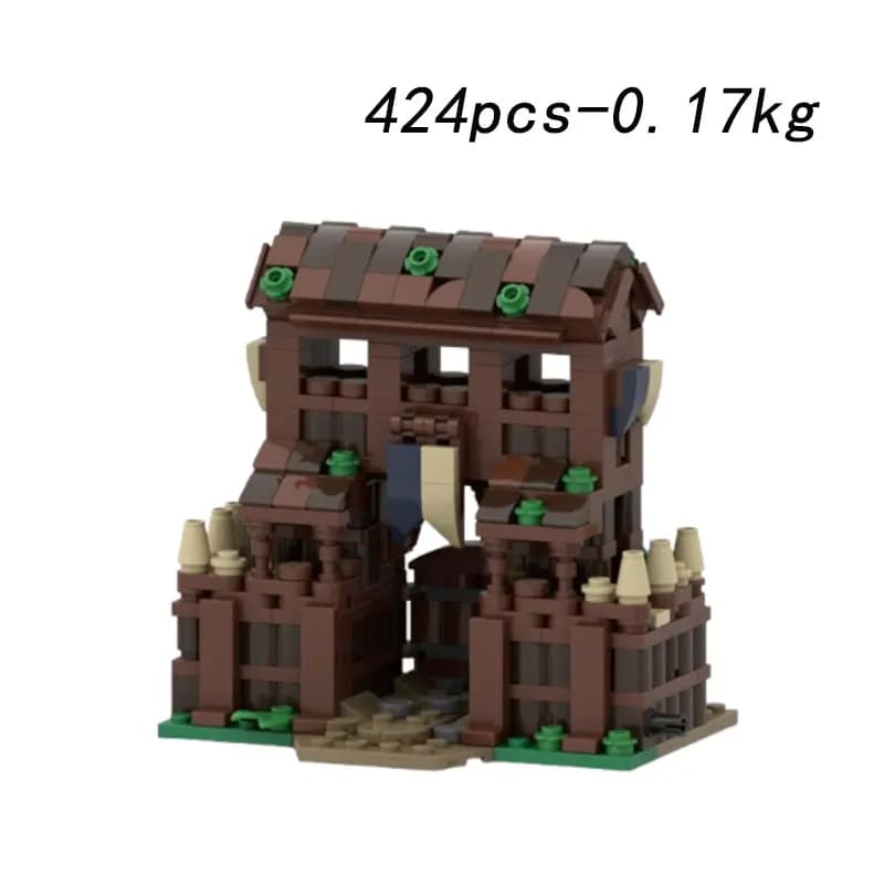 MOC Scène d'extension de portail et de mur de château médiéval, Ma Ji, Modèle de jouet de construction à petites particules, Cadeau