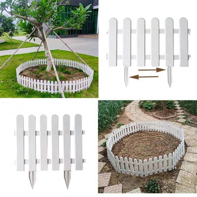 Lot de 5 clôtures de jardin en piquets blancs