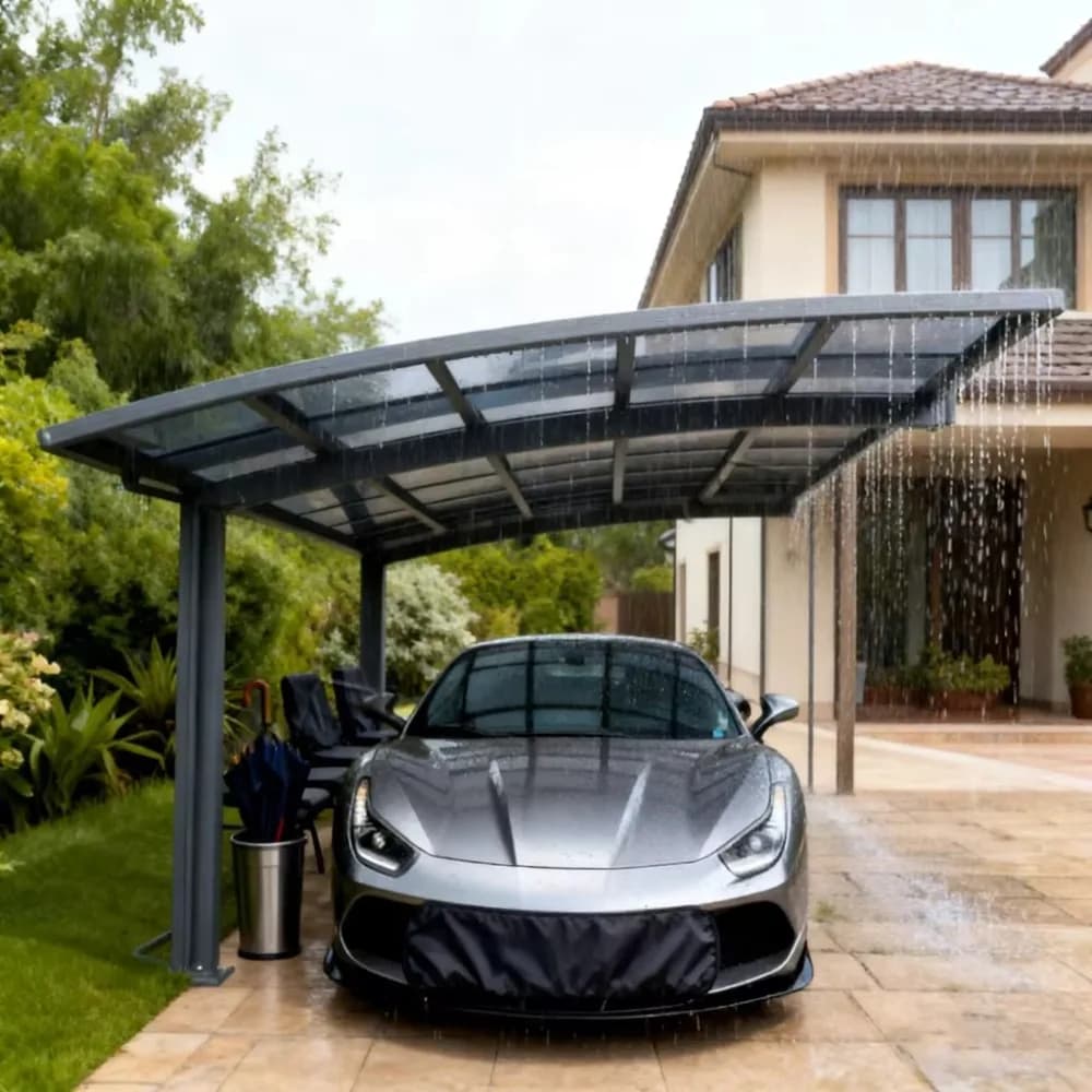 Abri de voiture de luxe en aluminium avec toit arqué