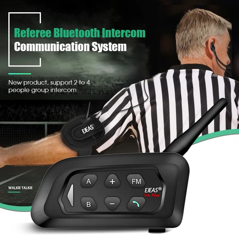 EJEAS V4C Plus casque d'interphone d'arbitre de Football intra-auriculaire Bluetooth 1500M casque Duplex intégral Interphone de conférence de Football