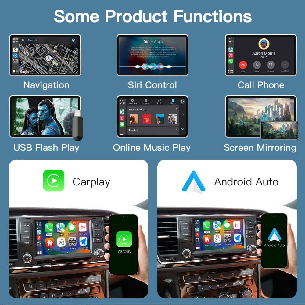 AUTOABC-Wireless Carplay Android Auto Tech Box pour VW, Pour Volkswagen SEAT Leon Ateca Tarraco 2016-2019 MIB Mirror Link Car Airplay