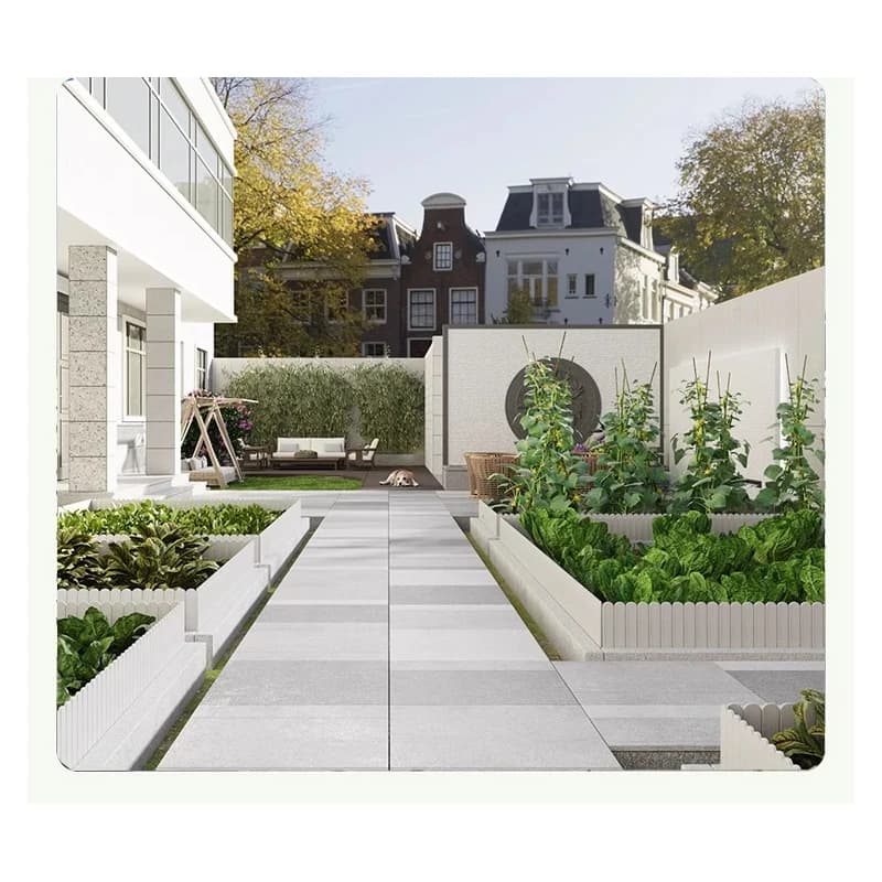 Clôture de jardin insérée en plastique et bois de couleur teck blanc