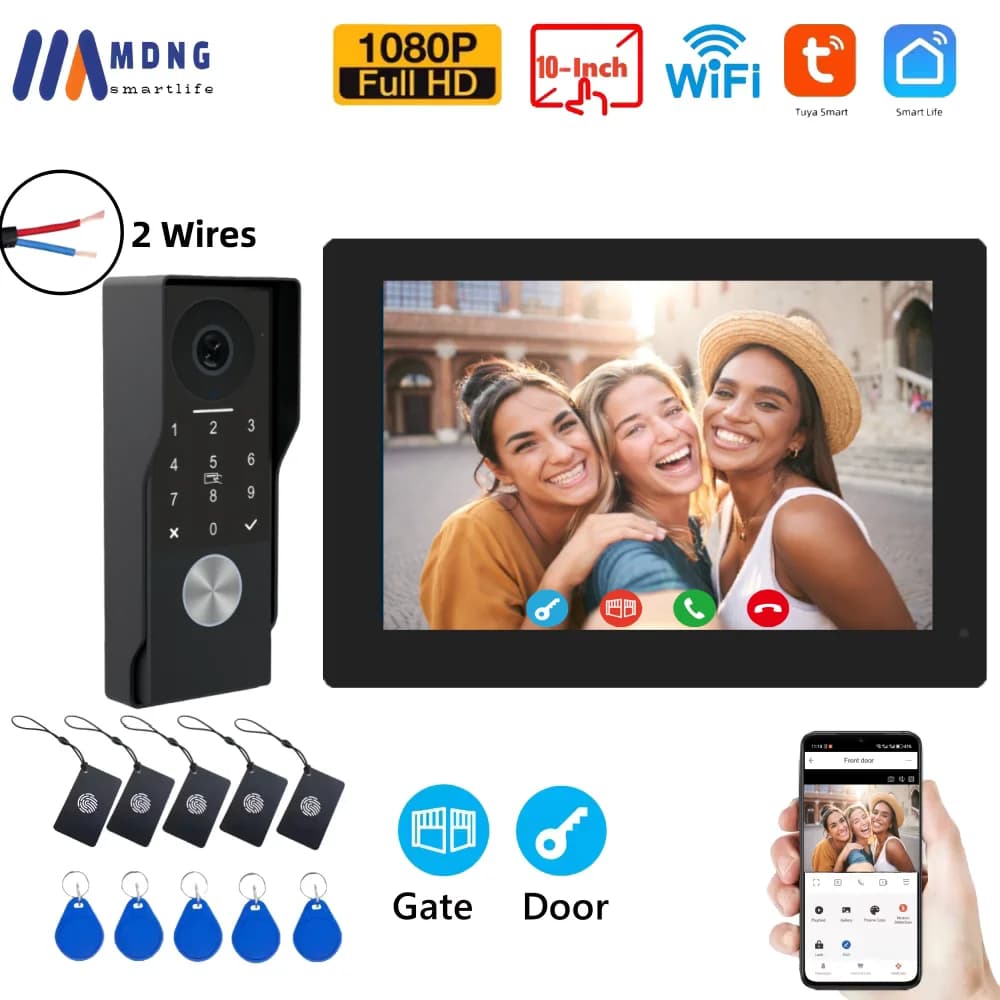 Système d'interphone vidéo Wi-Fi 2 fils avec lecteur de carte et mot de passe