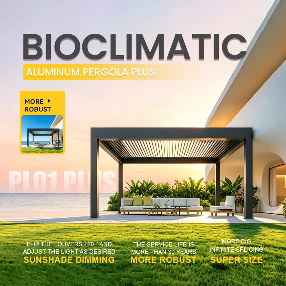 Pergola en aluminium avec kit de lames orientables électriques