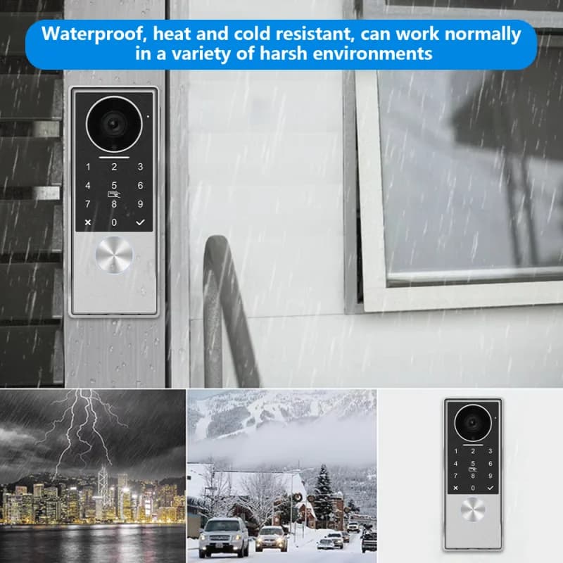 Anjielo Interphone Vidéo Intelligent TUYA 2 Fils Filaire 1080P Caméra Étanche WIFI Écran Tactile IPS 7/10 Pouces Prise en Charge IP CCTV