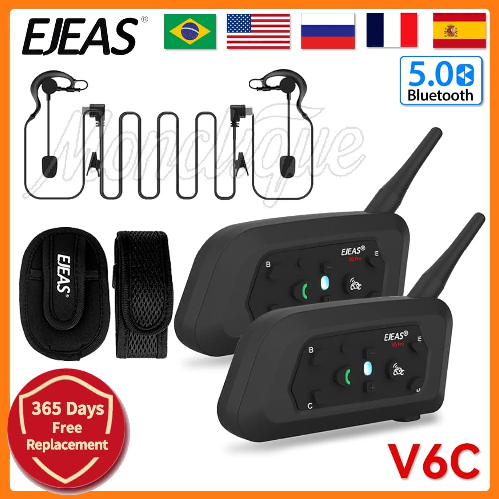 EJEAS V6C RPO casque d'arbitre de Football professionnel interphone de vélo sans fil 800M Interphones de conférence Bluetooth étanche