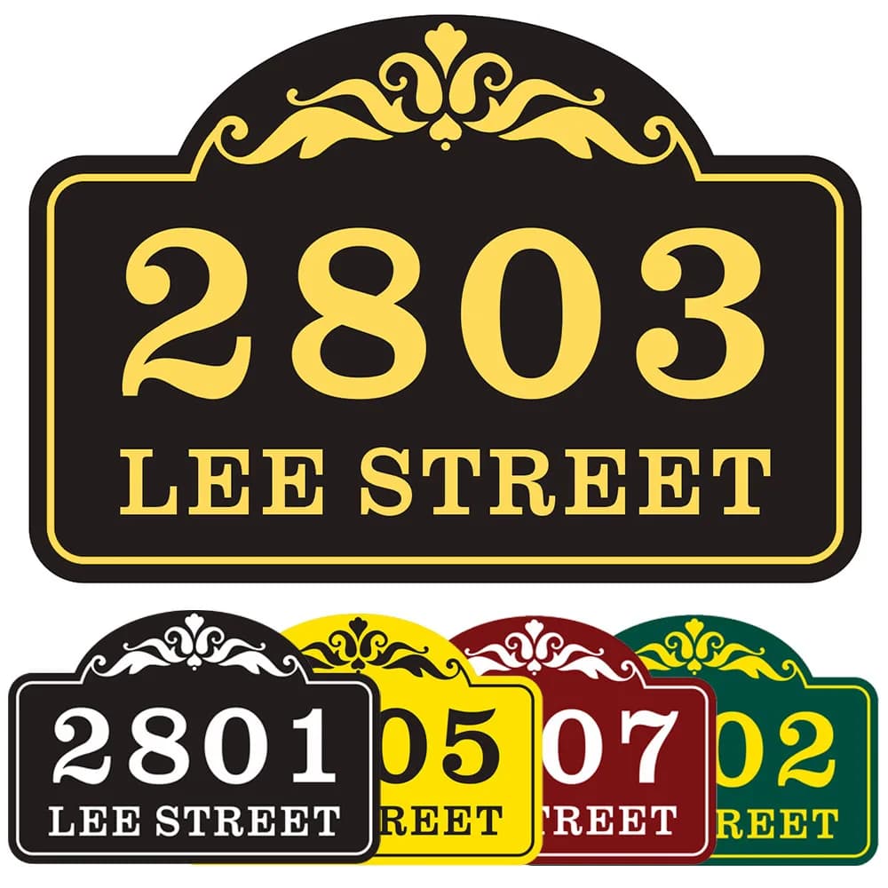 Plaque d'adresse personnalisée en PVC acrylique avec option réfléchissante