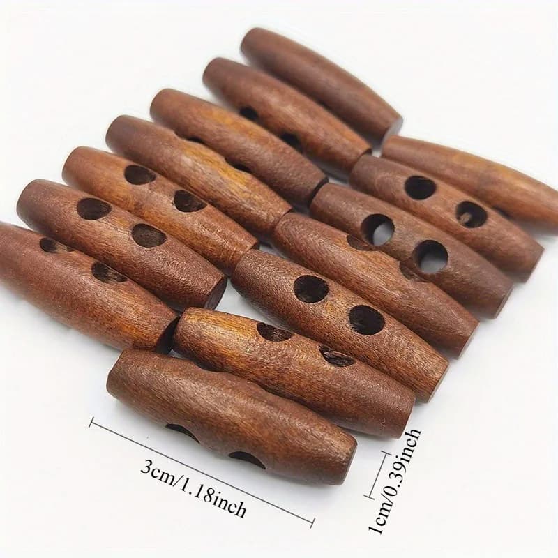 Boutons en bois naturel en forme d'olive - Accessoires de couture pour vêtements, artisanat, projets de bricolage - 2 trous