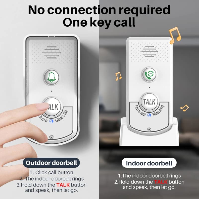 Interphone longue distance sans fil, sonnette Audio bidirectionnelle
