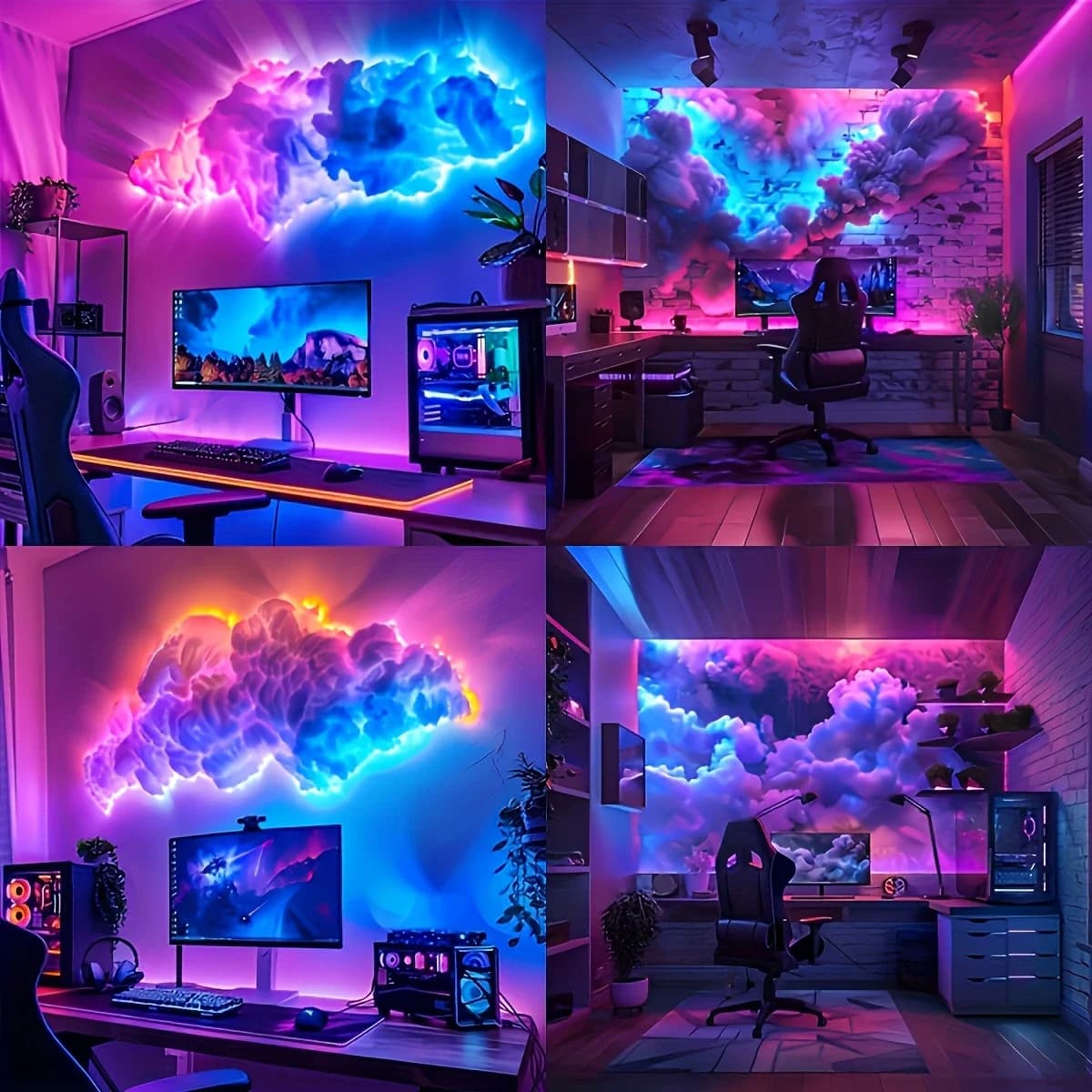 Lampe nuage 3D DIY avec effets lumineux colorés RGBIC, lampe nuage orageux pour une décoration de vacances onirique dans les chambres et les salles de jeux