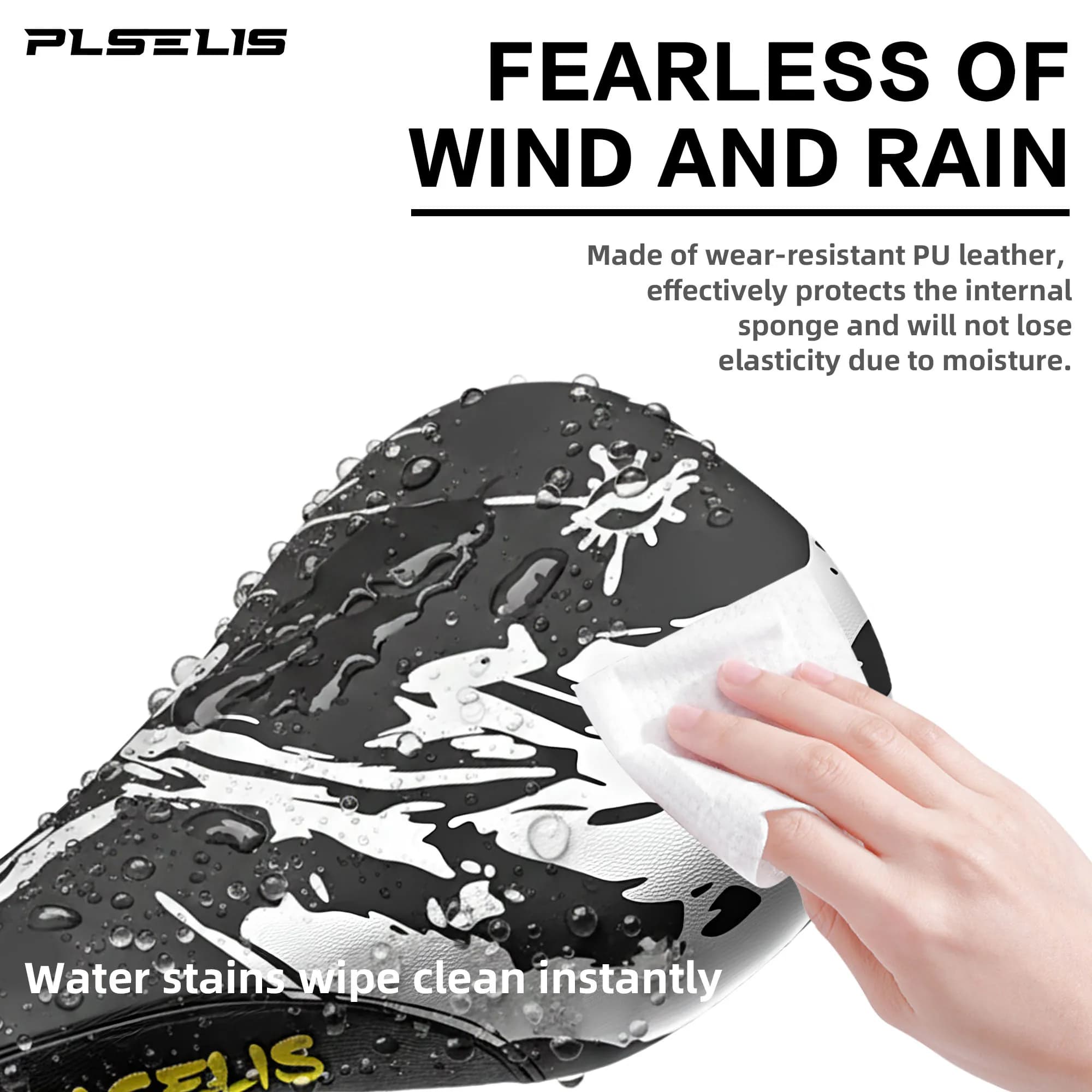 Selle de vélo de montagne PLSELIS de haute qualité : dessus en cuir PU, base en nylon, coussin en éponge souple. 290g, offre une excellente absorption des chocs
