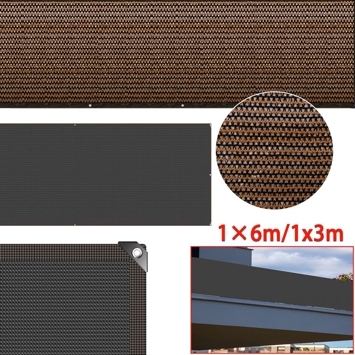 2/1 pièces 1 × 6 m/1x3 m balcon confidentialité clôture filet pare-soleil filets jardin cour