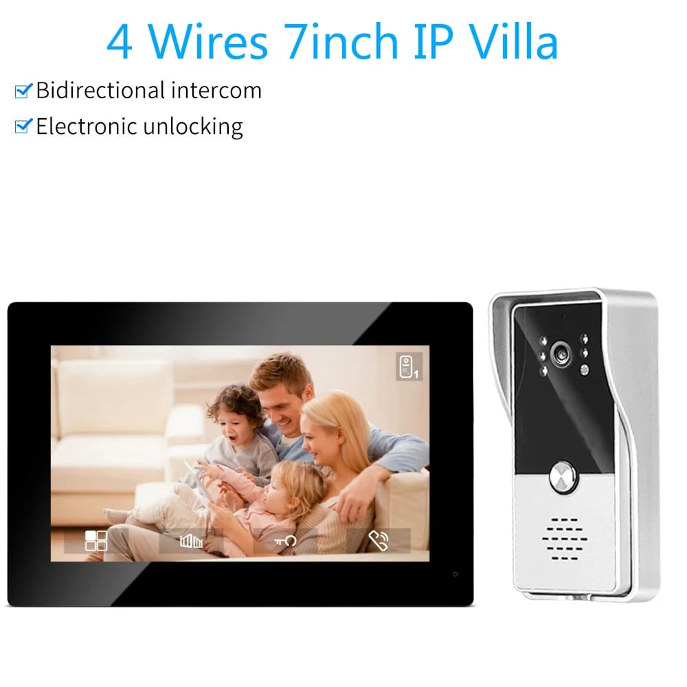 Système d'interphone vidéo avec moniteur d'intérieur de 7 pouces