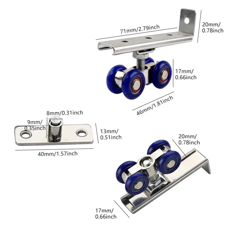 2 pièces/ensemble porte coulissante rouleau matériel portes coulissantes poulie 4 roues maison chambre