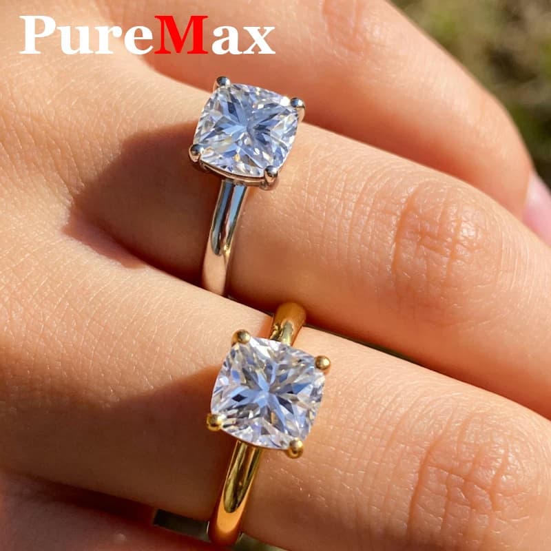 Bagues de luxe en moissanite radiante de 1 à 2 carats pour femme, bijoux en argent sterling 925, bague de mariage en diamant moissanite pour femme