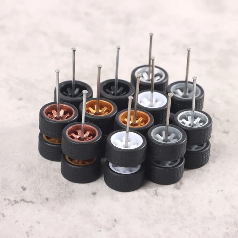 1/64 roues modèle de voiture roues pour Hotwheels avec pneu en caoutchouc modèle de voiture pièces modifiées jouets puissance RefitCar modèle pièces ensemble