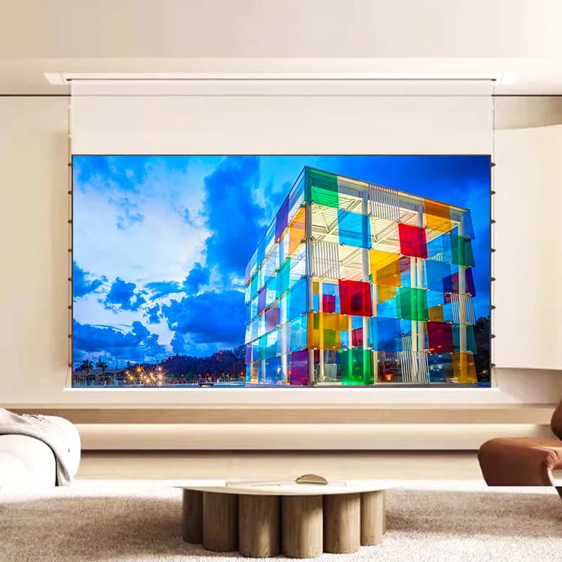 Écran de projection motorisé électrique Fresnel 5.0Pro LT 2026 en promotion avec support mural flottant pour projecteur 4K standard