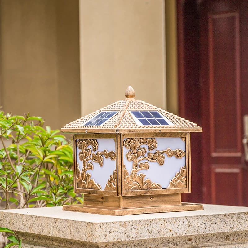 Lampe solaire d'extérieur pour poteau, villa, cour, portail, colonne, étanche, en aluminium, pour jardin, éclairage paysager, éclairage de poteau