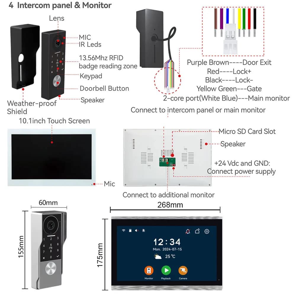 Interphone vidéo intelligent TUYA à 2 fils