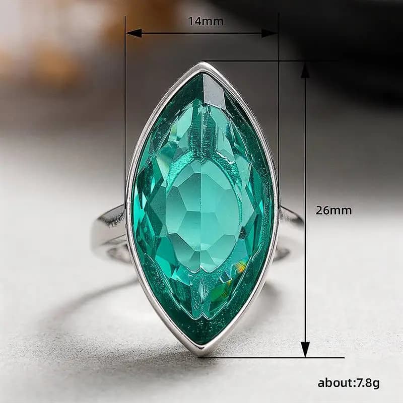 Huitan – bague Marquise pour femmes, style simple avec CZ vert brillant, accessoires de fête de mariage tendance, bijoux polyvalents pour dames