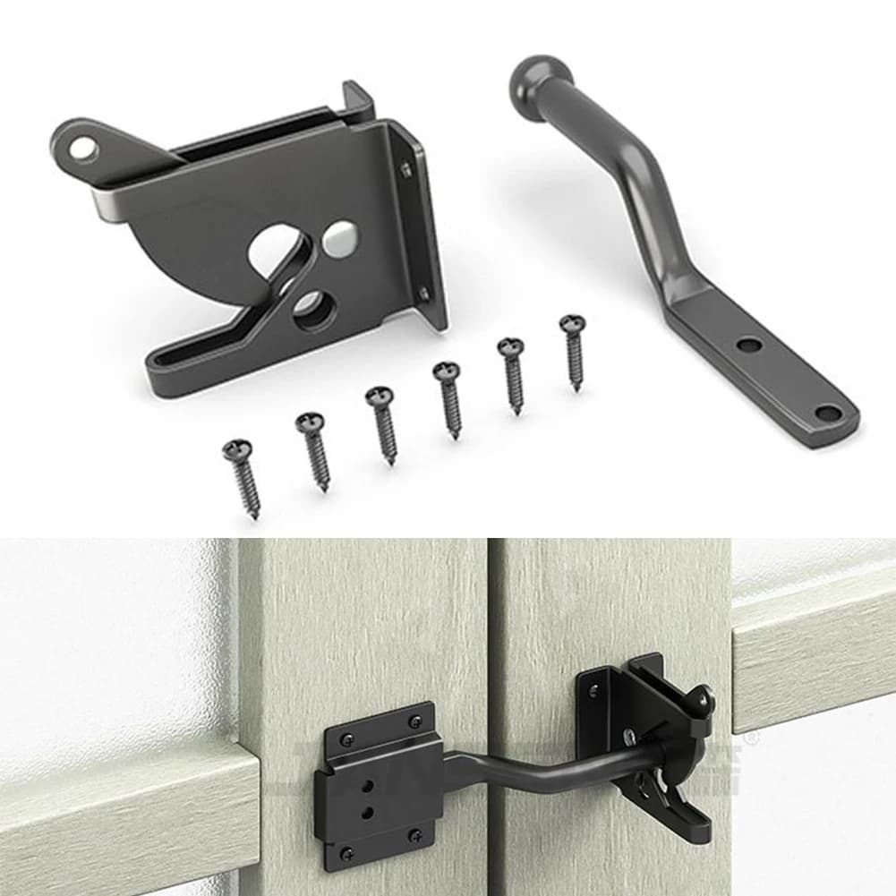 Loquet de porte autobloquant monté sur poteau, loquet de porte de clôture robuste et automatique, boulon de verrouillage de jardin, fournitures de clôture à boucle