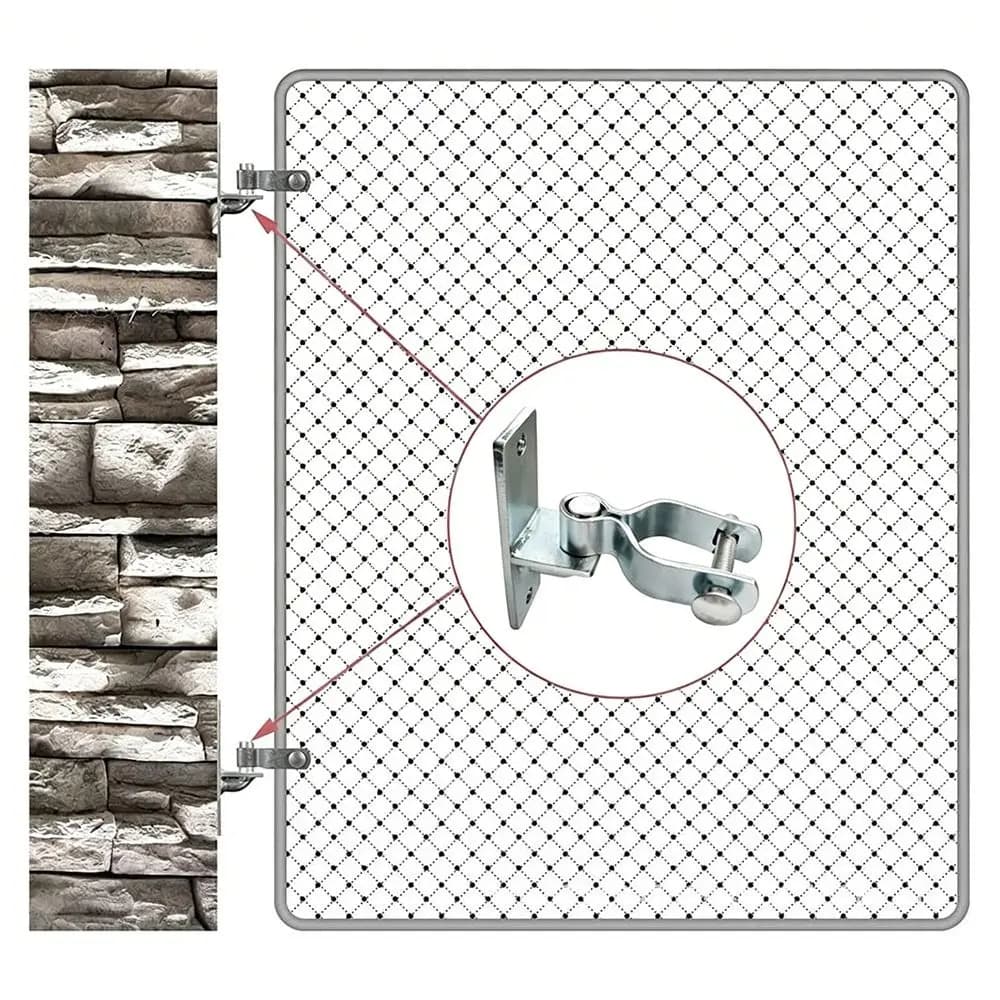 Charnières de portail en acier galvanisé résistantes à la corrosion, kit de charnières durables pour portail à mailles, quincaillerie de fixation murale pour portail extérieur