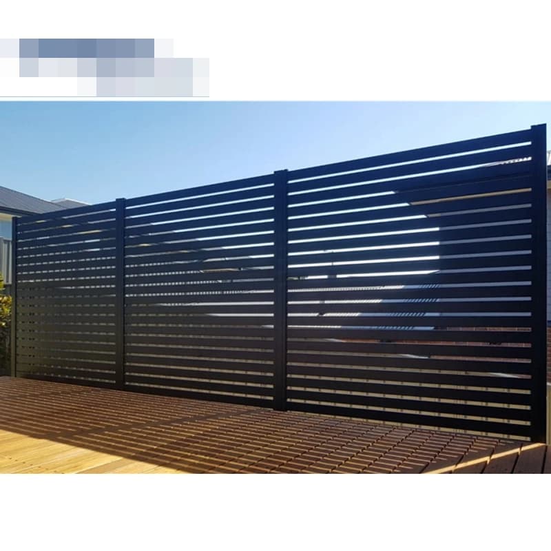 Panneau de clôture en aluminium marron/gris foncé pour jardins avec colonnes