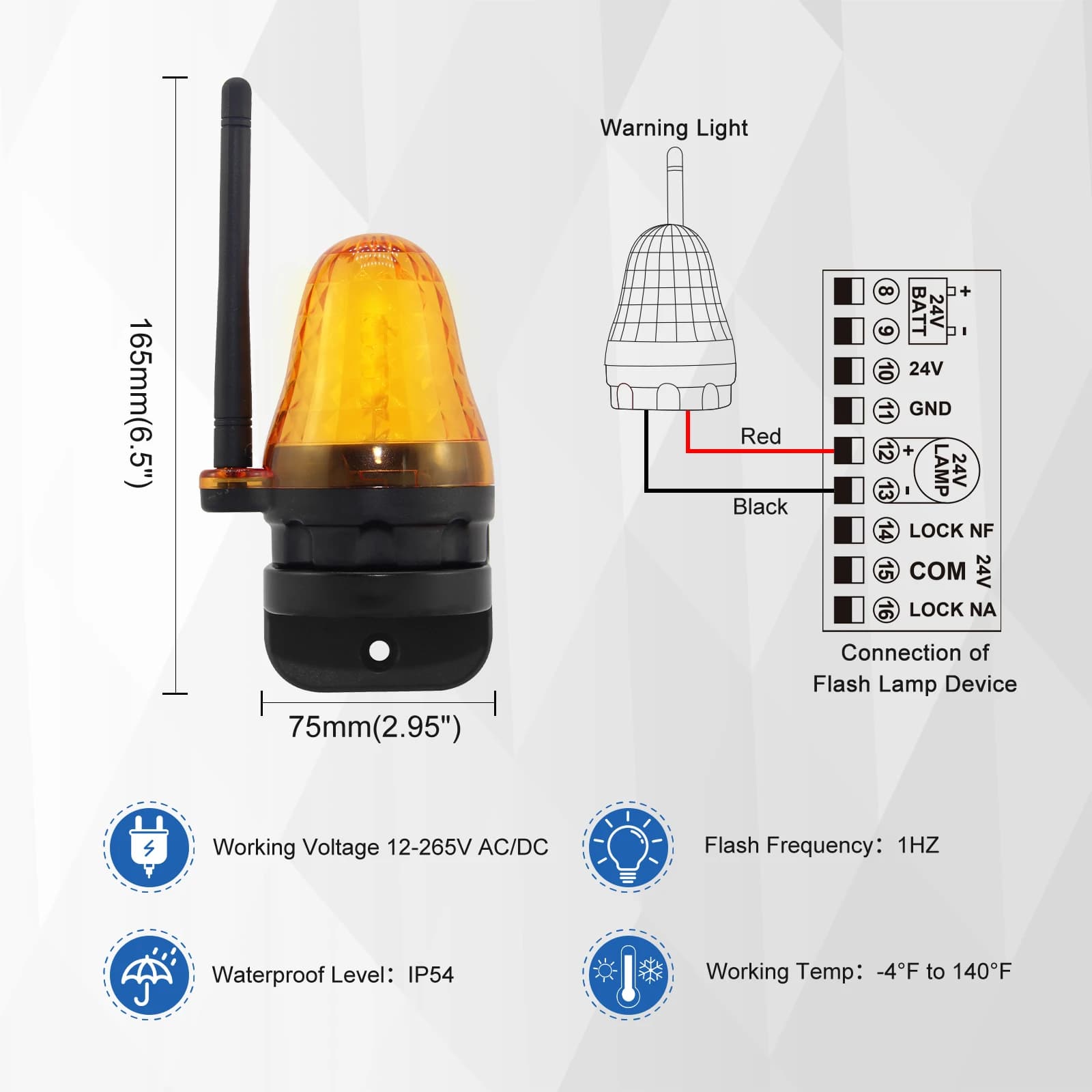 AC/DC LED porte clignotant lampe