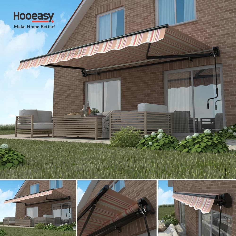 Auvent rétractable, cadre en aluminium, toile PU, stores de fenêtre extérieurs, auvent imperméable, auvent motorisé pour la maison