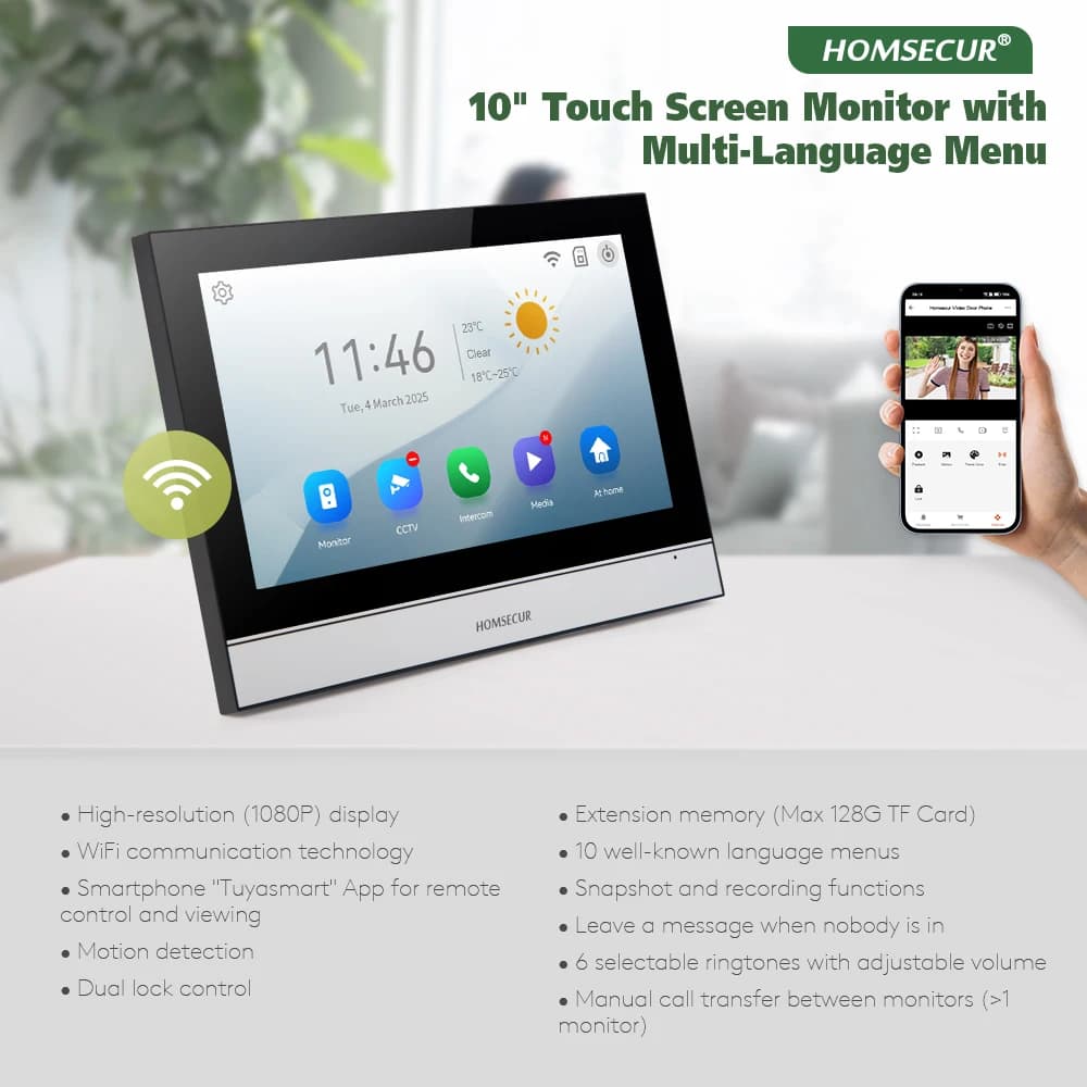 Tuya – visiophone intelligent WIFI HD 10 pouces