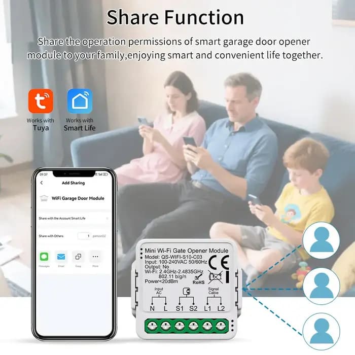 Module d'interrupteur intelligent pour porte de garage Tuya WiFi Zigbee