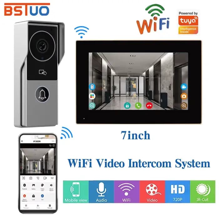 Kit Interphone Vidéo Connecté Wi-Fi 2.4 GHz avec Application Tuya