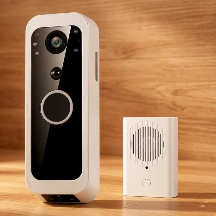 Sonnette Wi-Fi 4MP Icam365 APP à Double Objectif, Faible Consommation, Interphone Vidéo, Caméra Visu