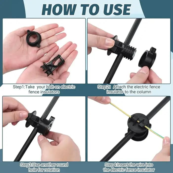 50 isolateurs de clôture électrique en vrac, clips ronds pour poteaux, isolateurs de fil électrique pour poteaux en bois, fixation de fil pour clôture de ferme