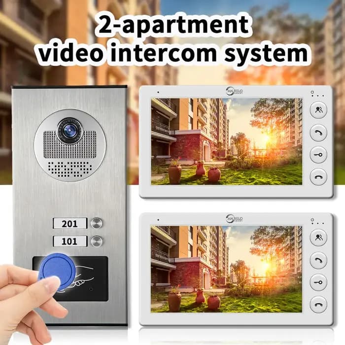 Sonnette vidéo d'interphone d'appartement pour 2 familles