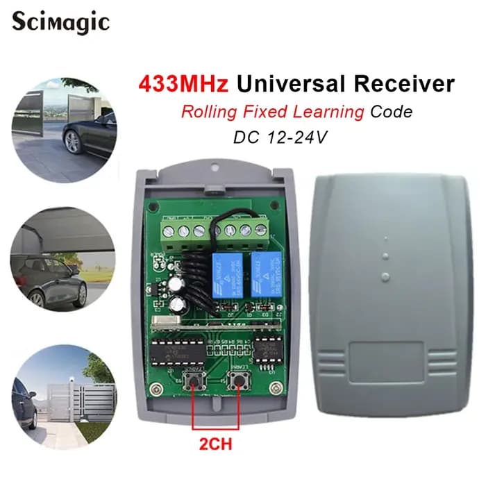2CH SCS SENTINEL Gate Control Récepteur de garage 433mhz Universal Rolling Code Transmitter Ouvre-po