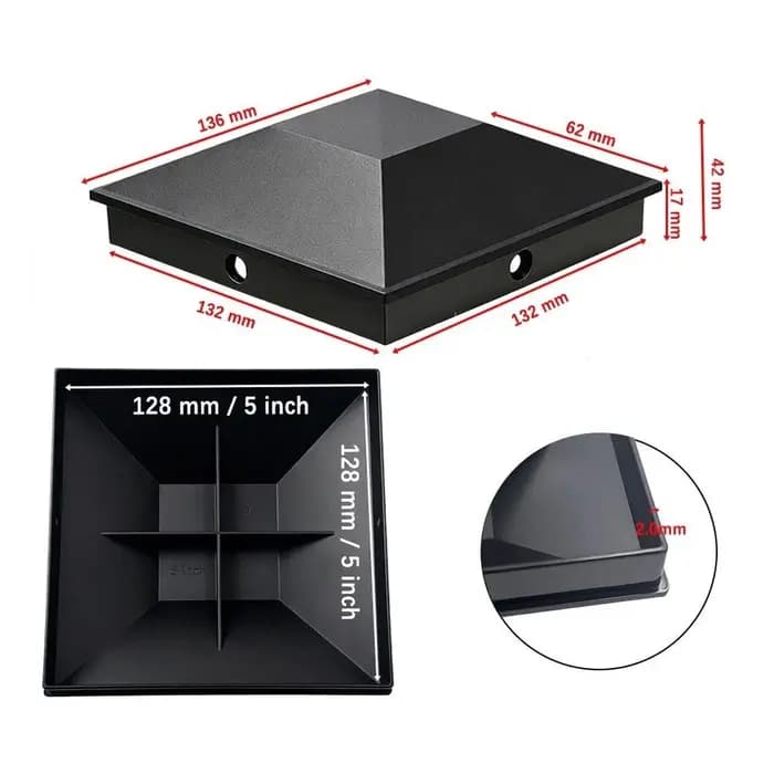 Capuchons de poteau de clôture en plastique de 5 pouces, couvre-poteaux en plastique pour la protection des poteaux de clôture en bois en extérieur