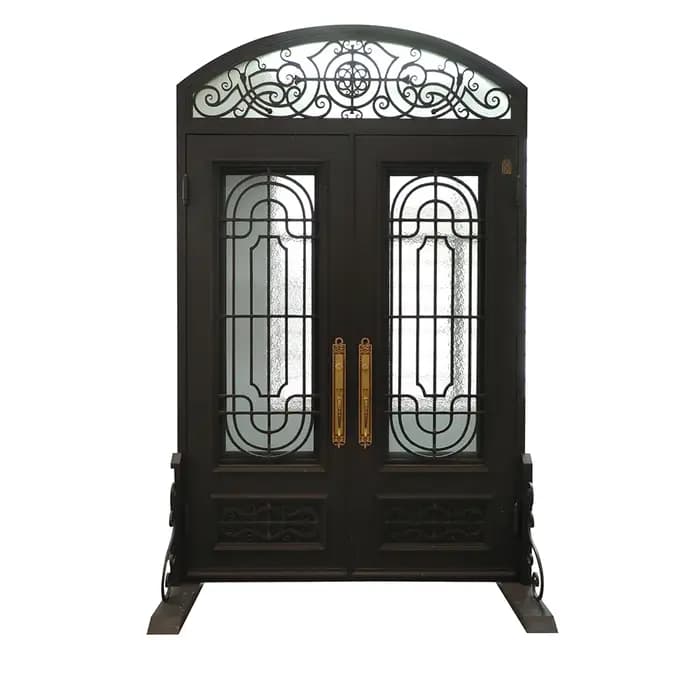 Porte rétro en fer forgé, passage de lune coulissant à une seule feuille, villa en acier, école, hôt