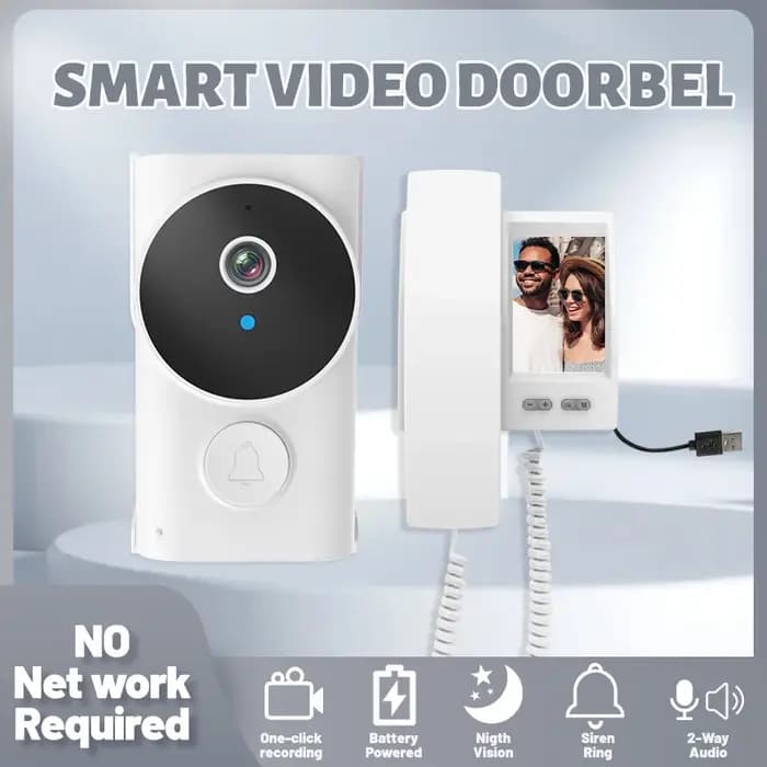 Visiophone sans fil 2.4Ghz, interphone vidéo, caméra avec écran IPS 3.5 pouces, enregistrement Audio