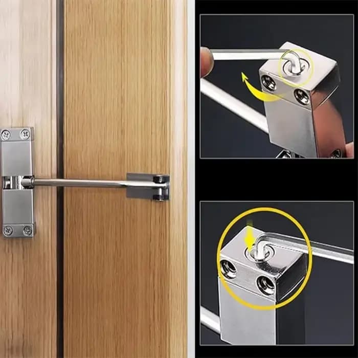Ferme-porte automatique carré tout noir/argent