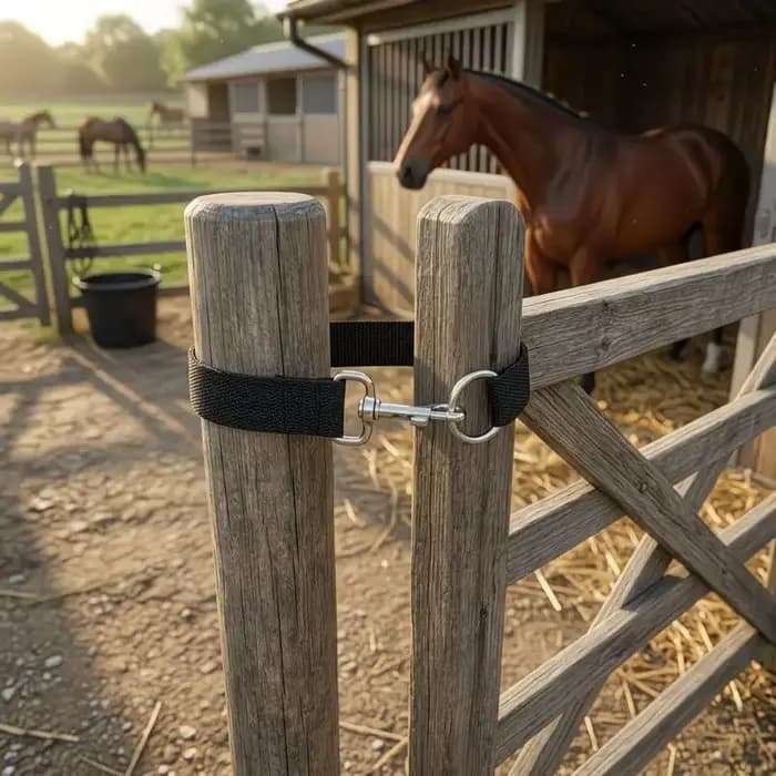 Loquet de porte de ferme long, loquet de portail de pâturage, conception simple avec boucle de corde, boucle unique pour un fermeture sécurisée sur clôture de champ