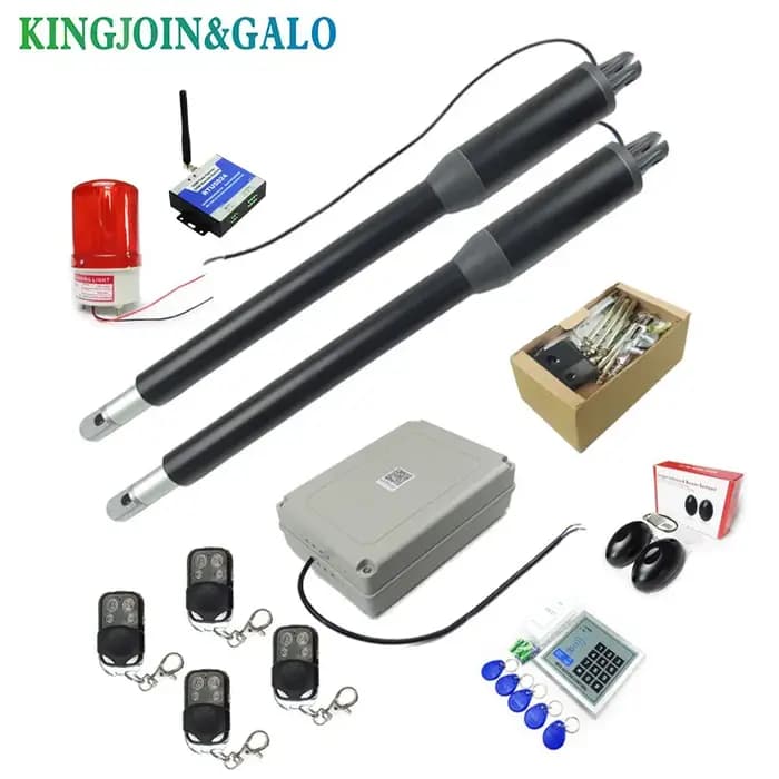Kit de moteurs d'actionneur linéaire pour portail battant 200-300 kg avec bouton poussoir, photocellule, lampe d'alarme (module GSM et clavier en option)