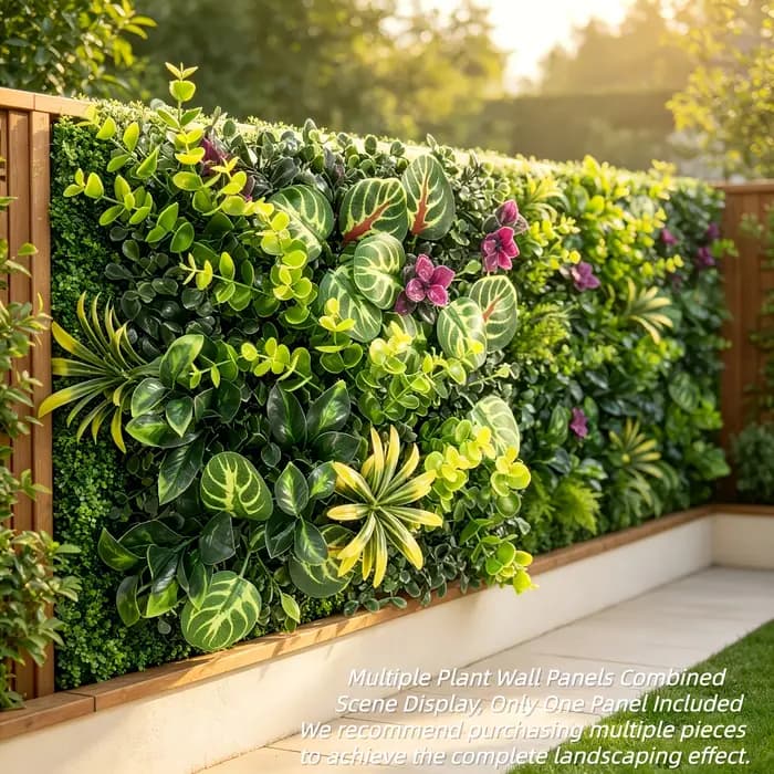 Panneau mural végétal extérieur avec design clôture en bois - 60,96 cm x 40,64 cm, écran d'intimité, adapté aux plantes véritables pour la maison